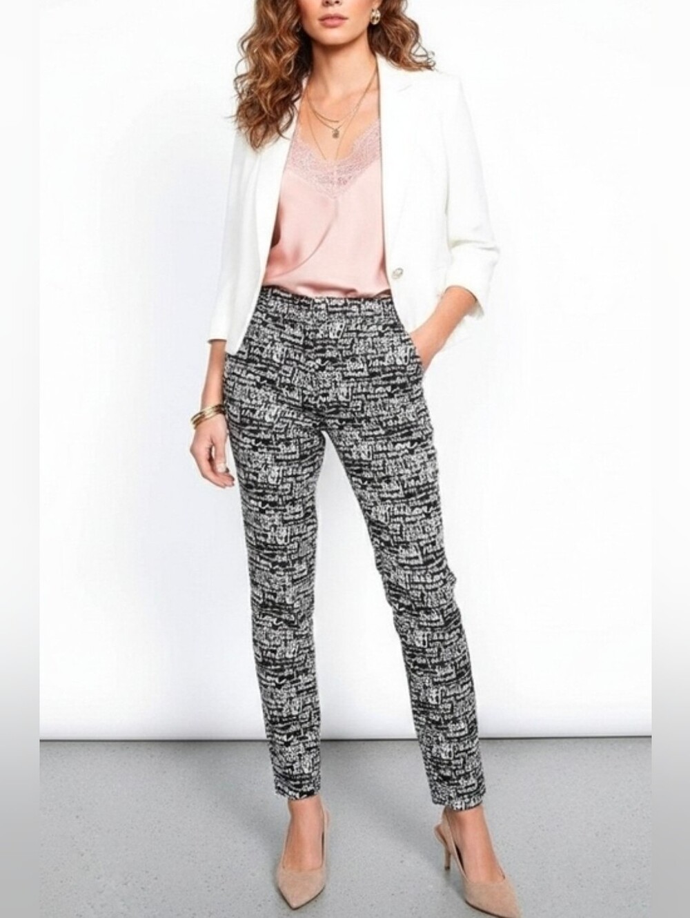 Wildfang Black and White Slim Printed Pants